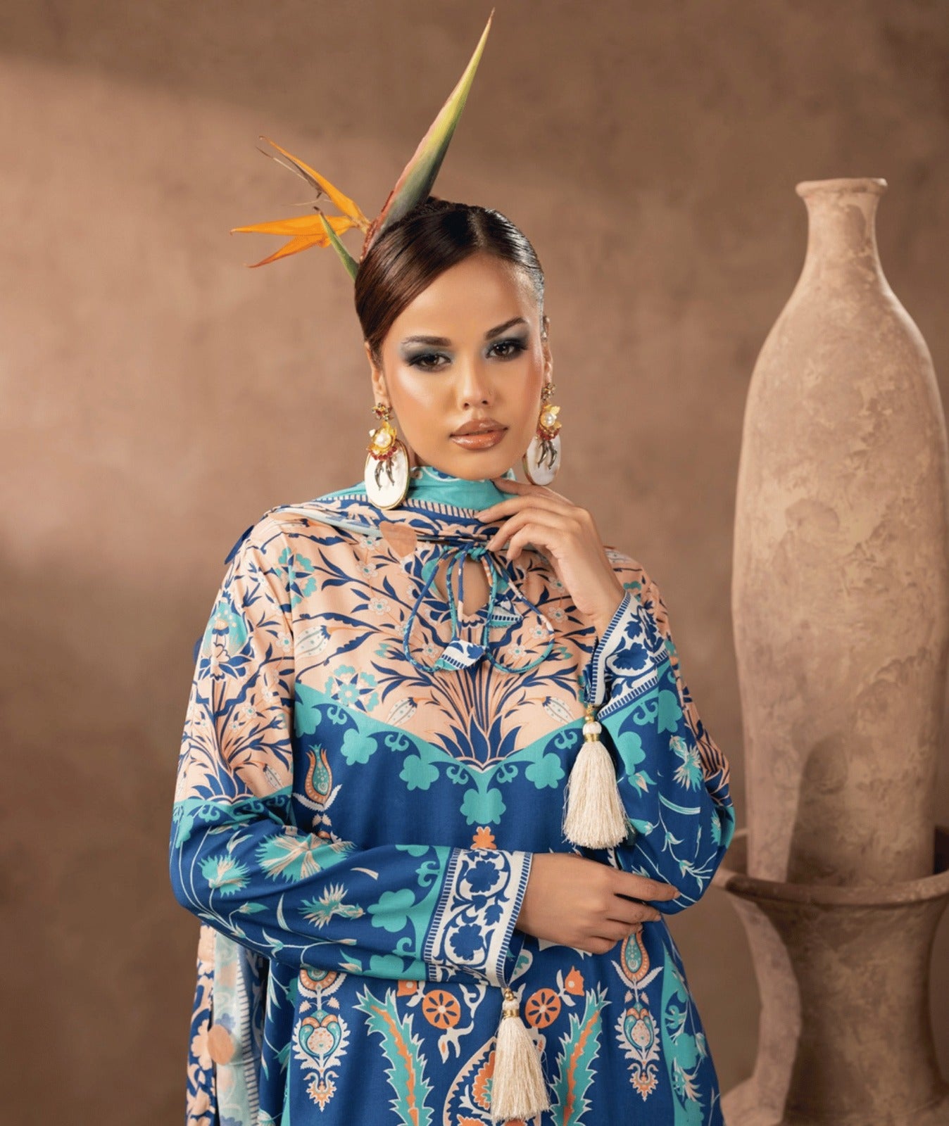 Premium Twill Marina Printed 3-Piece Suit — Luxury Printed Lawn Alternative