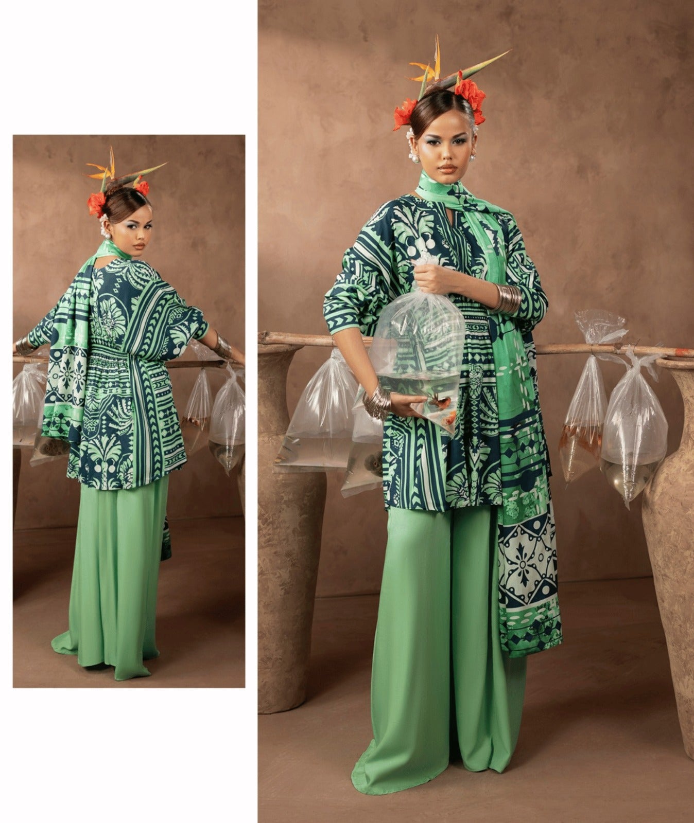 Premium Twill Marina 3-Piece Printed Suit