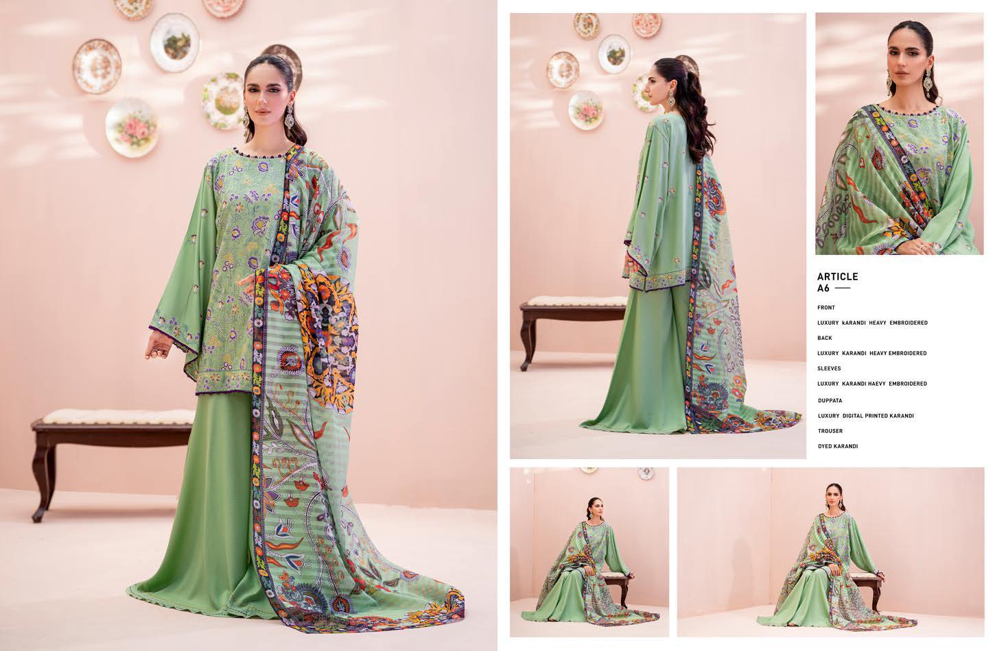 The Pistachio Edit" | Premium 3-Piece Embroidered Karandi Suit with Digital Shawl | Unstitched