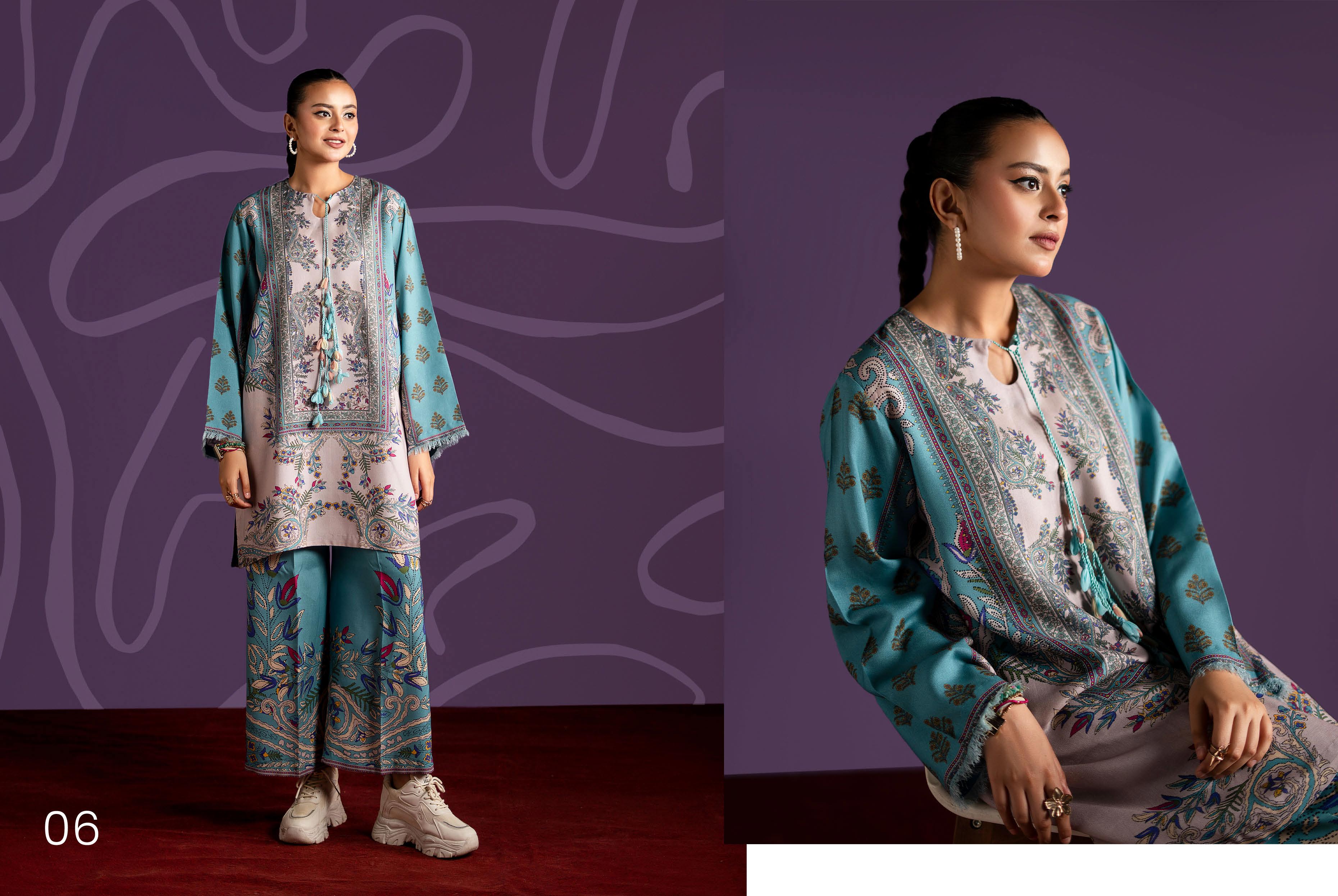 Elegant Paisley Digital Print Linen Suit | 2-Piece Unstitched