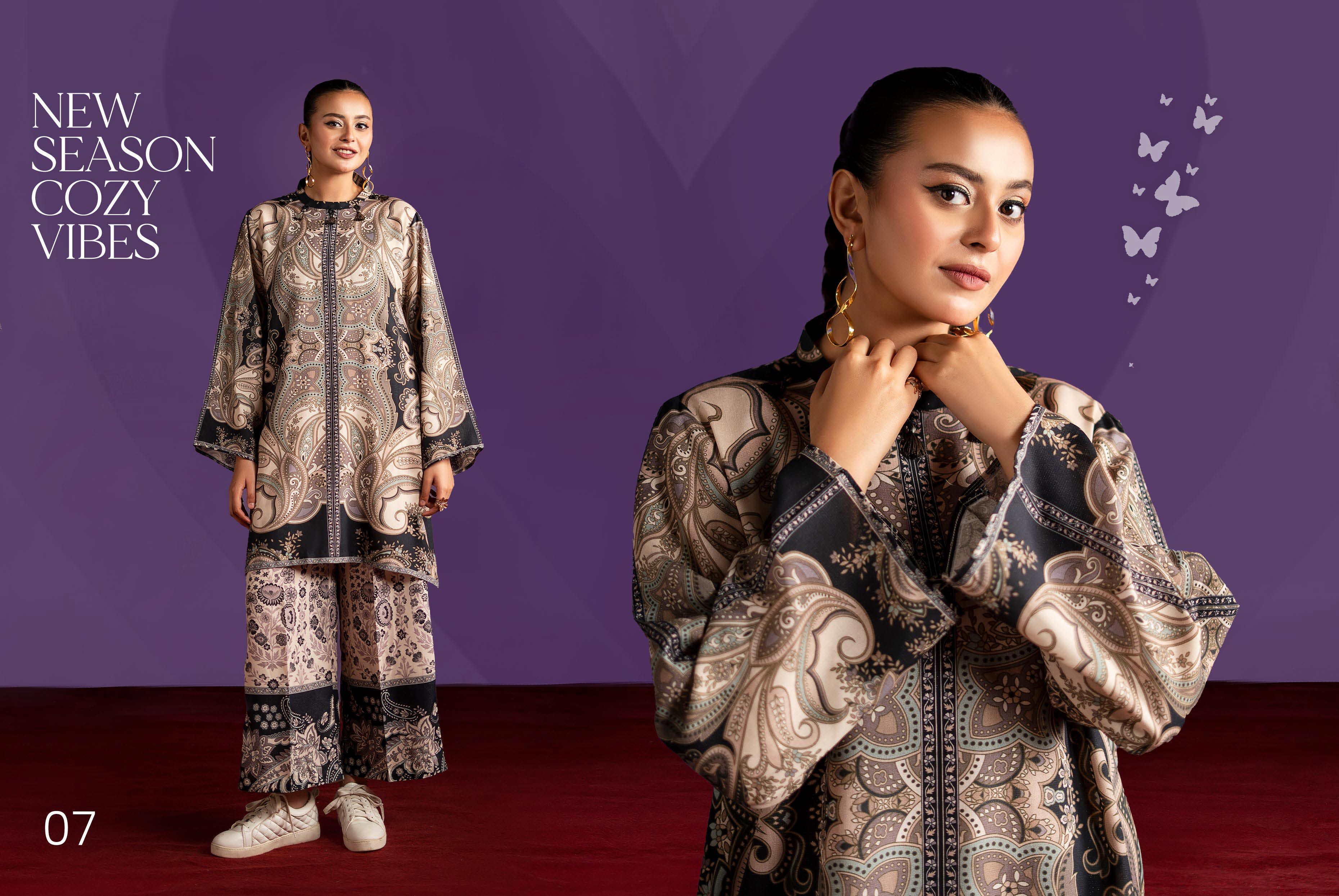 Sophisticated Paisley Digital Print Linen Suit | 2-Piece Unstitched Set