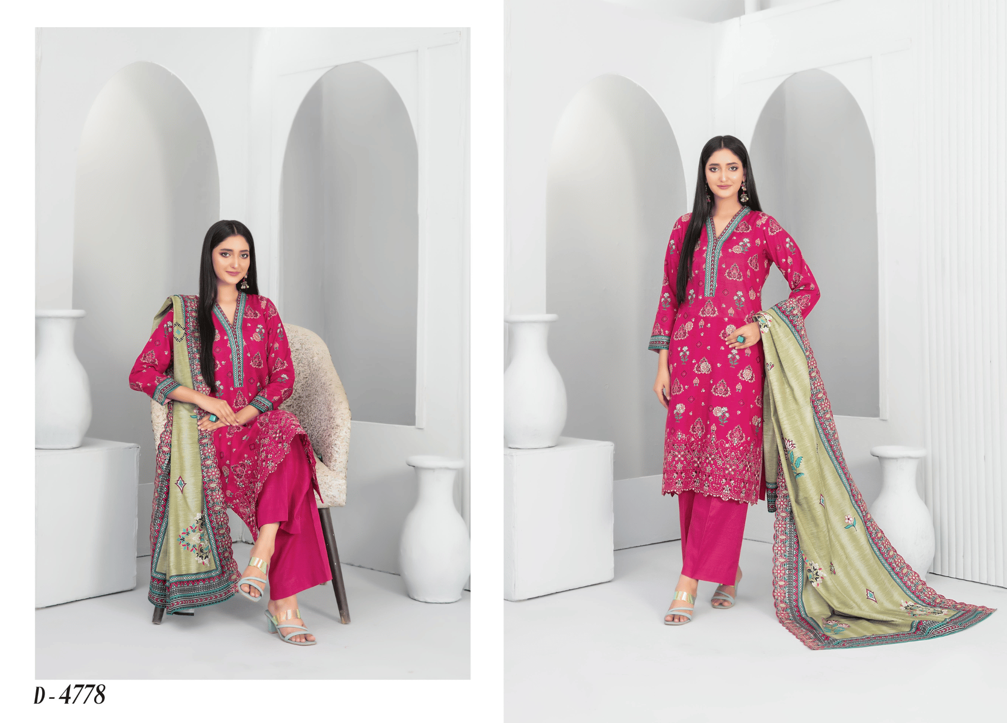 Magenta Floral Embroidered Khaddar 3 Piece Suit – Winter Collection