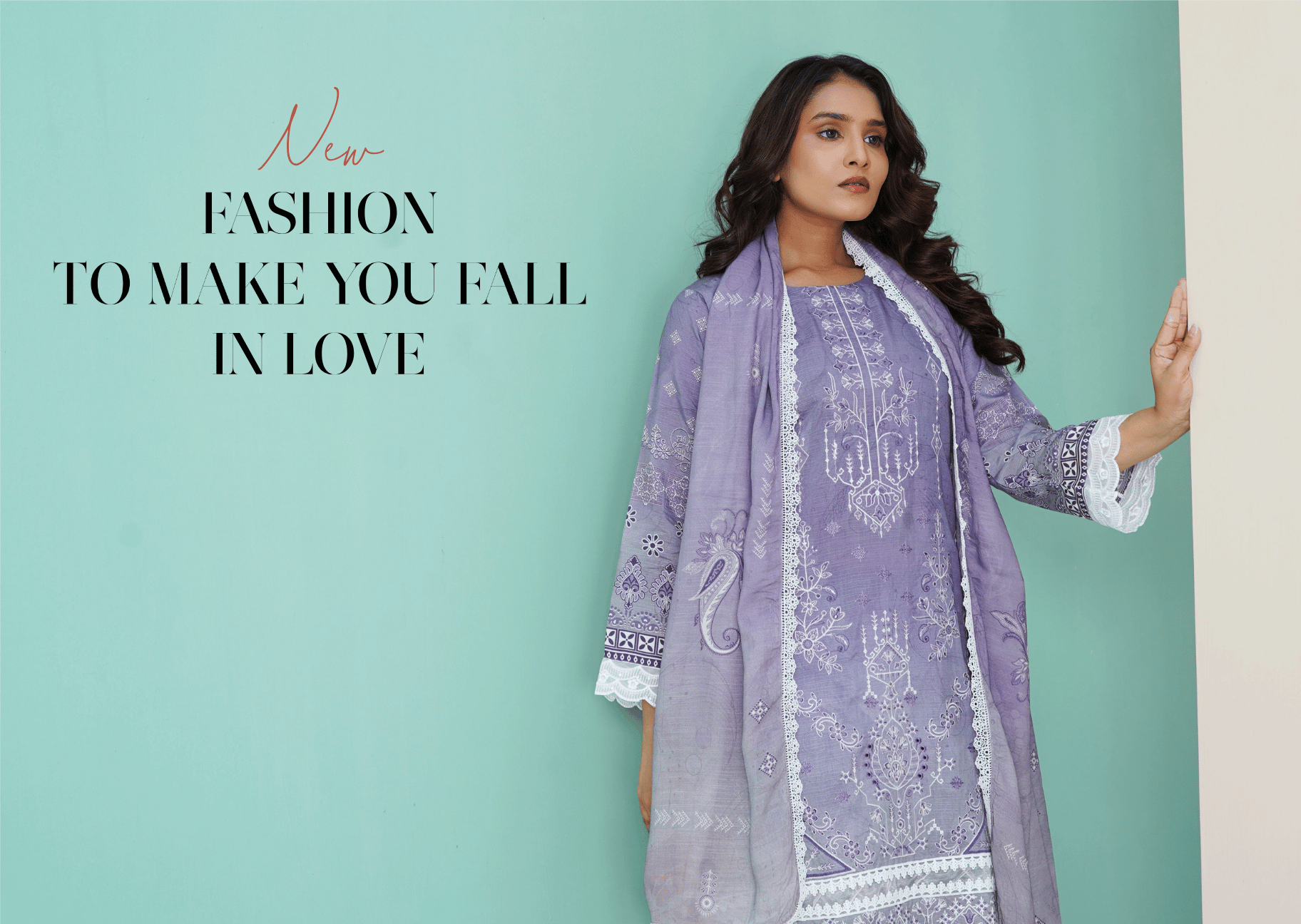Dusty Purple Embroidered Doria Viscose 3-Piece Suit | Diamond Slub Dupatta