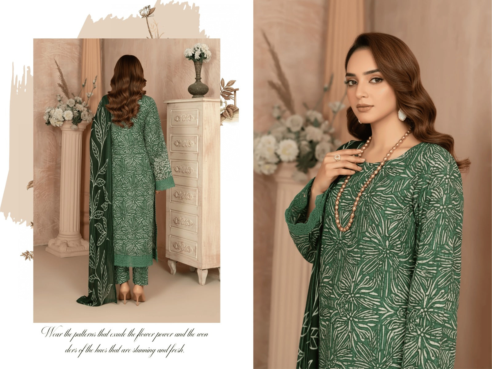 Bottle Green & White 3-Piece Suit | Premium Vintage Rod Winter Texture