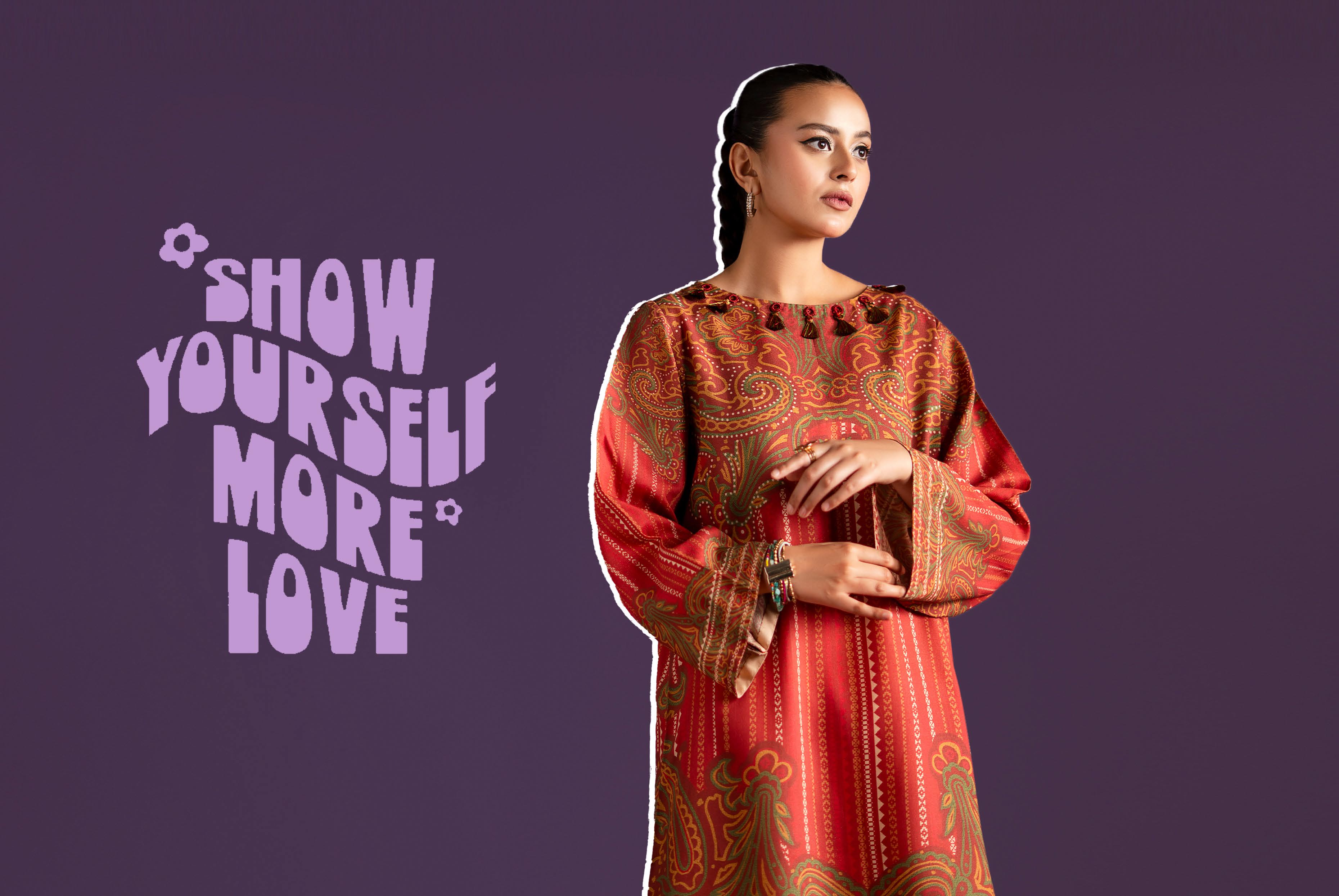 Regal Rust Paisley Digital Print Linen Suit | 2-Piece unstitched